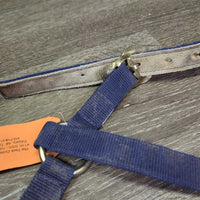 Stiff Nylon Halter, Suede Lined, adj *gc, dirty, frayed/scraped edges, rubs, cut/frayed holes
