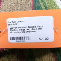 Woven Western Saddle Pad - Blanket, fringe *xc, clean, mnr dirt/stains

