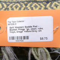 Soft Western Saddle Pad - Blanket, Fringe *gc, clean, rubs, frays, snags
