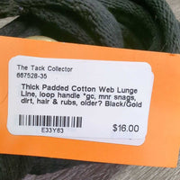 Thick Padded Cotton Web Lunge Line, loop handle *gc, mnr snags, dirt, hair & rubs, older?
