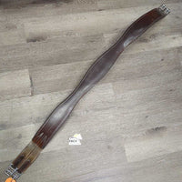 Padded Leather Girth, 1x els *gc, dirty, scrape, hairy edges, film, scratch, rubs, faded, stiff
