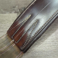 Padded Leather Girth, 1x els *gc, dirty, scrape, hairy edges, film, scratch, rubs, faded, stiff
