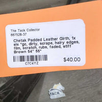 Padded Leather Girth, 1x els *gc, dirty, scrape, hairy edges, film, scratch, rubs, faded, stiff
