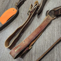 Eventer - Hunter Breastplate *fair, older, rusty, scrapes, mismatched straps, oxidized, dry, stiff, cut straps
