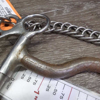 #202 LS Sweet Iron High Port Western Curb Bit, English Curb Chain *gc, clean, rust, mnr residue/dirt
