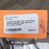 Thin Large Ring Snaffle Gag Bit, tags *like new, dirty
