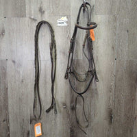 Rsd Leather Bridle, Flash, Braided *gc/fair, mismatched, scraped & chewed edges, tight keepers
