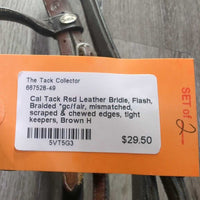Rsd Leather Bridle, Flash, Braided *gc/fair, mismatched, scraped & chewed edges, tight keepers

