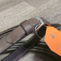 Thick Soft Leather Draw Reins, Long Loop Ends *gc, residue, older, creases, scrapes, scratches, stiff spots
