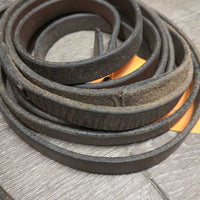 Soft Leather Draw Reins, loop ends *gc, clean, older, stains, mnr film, chewed? spot & scraped edges
