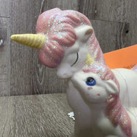 Hollow Ceramic Unicorn Mare & Foal Statue *gc, dusty, scuffs, scratches
