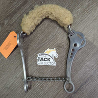 DECOR ONLY Mechanical Hackamore, sheepskin nose *gc/fair, twisted/sharp corners, stains, chewed sheepskin
