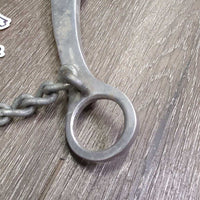 DECOR ONLY Mechanical Hackamore, sheepskin nose *gc/fair, twisted/sharp corners, stains, chewed sheepskin
