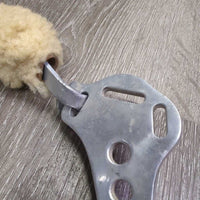 DECOR ONLY Mechanical Hackamore, sheepskin nose *gc/fair, twisted/sharp corners, stains, chewed sheepskin
