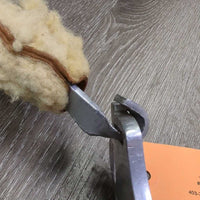 DECOR ONLY Mechanical Hackamore, sheepskin nose *gc/fair, twisted/sharp corners, stains, chewed sheepskin
