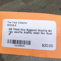 Thick Hvy Eggbutt Snaffle Bit *gc, scuffs, stains, older
