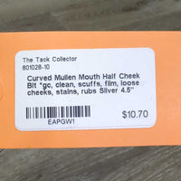 Curved Mullen Mouth Half Cheek Bit *gc, clean, scuffs, film, loose cheeks, stains, rubs
