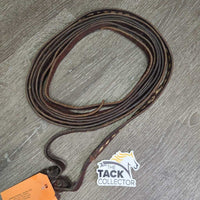 Narrow Split Reins, Buckstitch, Quick ends *gc/fair, older, stiff, dry, repaired, dirty
