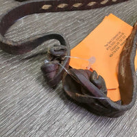 Narrow Split Reins, Buckstitch, Quick ends *gc/fair, older, stiff, dry, repaired, dirty
