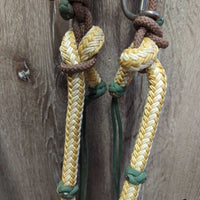 Nylon Rope Headstall, Yacht Rope Loop Reins, 5" Sweet Iron Wagon Wheel Gag Bit *vgc, clean, mnr stains
