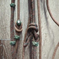 Nylon Rope Headstall, Yacht Rope Loop Reins, 5" Sweet Iron Wagon Wheel Gag Bit *vgc, clean, mnr stains
