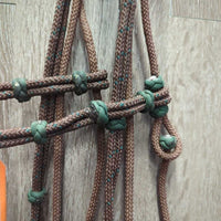 Nylon Rope Headstall, Yacht Rope Loop Reins, 5" Sweet Iron Wagon Wheel Gag Bit *vgc, clean, mnr stains
