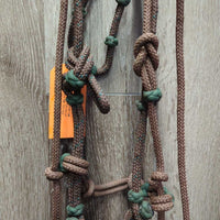 Nylon Rope Headstall, Yacht Rope Loop Reins, 5" Sweet Iron Wagon Wheel Gag Bit *vgc, clean, mnr stains
