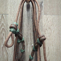 Nylon Rope Headstall, Yacht Rope Loop Reins, 5" Sweet Iron Wagon Wheel Gag Bit *vgc, clean, mnr stains
