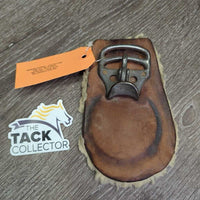 Vintage Tackaberry Quick Release Buckle & Soft Leather Back, Sheepskin *gc, dirt, older, stains, ridge, rust, thin, clumpy, hairy

