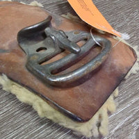 Vintage Tackaberry Quick Release Buckle & Soft Leather Back, Sheepskin *gc, dirt, older, stains, ridge, rust, thin, clumpy, hairy

