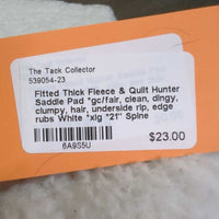 Fitted Thick Fleece & Quilt Hunter Saddle Pad *gc/fair, clean, dingy, clumpy, hair, underside rip, edge rubs
