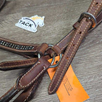 Western Showmanship Leather Halter, Chain Lead Shank, Bling *vgc, clean, rubs, scrapes, missing bling, edge rubs
