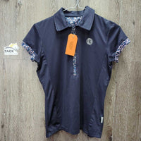 SS Sun Polo Shirt, 1/2 Zip Up *gc, seam puckers, peeling logos, older
