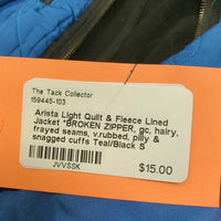Light Quilt & Fleece Lined Jacket *BROKEN ZIPPER, gc, hairy, frayed seams, v.rubbed, pilly & snagged cuffs

