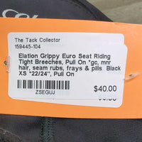 Grippy Euro Seat Riding Tight Breeches, Pull On *gc, mnr hair, seam rubs, frays & pills
