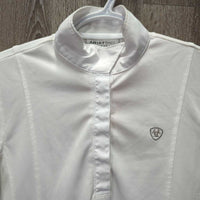 LS Sun Show Shirt, 1/2 Snap Up, attached snap collar *gc, mnr puckered collar, seam puckers, cuff seam rubs
