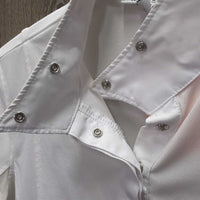 LS Sun Show Shirt, 1/2 Snap Up, attached snap collar *gc, mnr puckered collar, seam puckers, cuff seam rubs
