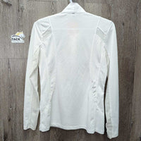 LS Sun Show Shirt, 1/2 Snap Up, attached snap collar *gc, mnr puckered collar, seam puckers, cuff seam rubs
