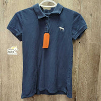 SS Polo Shirt, 1/3 Button Up *gc, faded, hair, collar: folded & edge rubs
