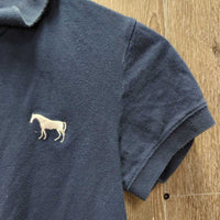 SS Polo Shirt, 1/3 Button Up *gc, faded, hair, collar: folded & edge rubs
