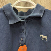 SS Polo Shirt, 1/3 Button Up *gc, faded, hair, collar: folded & edge rubs
