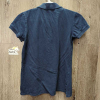 SS Polo Shirt, 1/3 Button Up *gc, faded, hair, collar: folded & edge rubs
