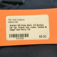 SS Polo Shirt, 1/3 Button Up *gc, faded, hair, collar: folded & edge rubs
