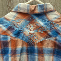 LS Western Shirt, snaps, embroidered *gc, crinkled, mnr puckers
