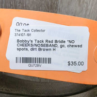 Rsd Bridle *NO CHEEKS/NOSEBAND, gc, chewed spots, dirt
