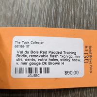 Rsd Padded Training Bridle, removable flash *xc/vgc, mnr dirt, dents, extra holes, sticky brow, v. mnr gouge
