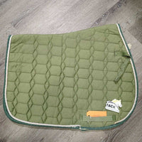 Quilt Jumper Pad, piping *gc/fair, v. faded, hair, torn edges & bottom, rubs, unstitched, dingy, mnr stains, threads
