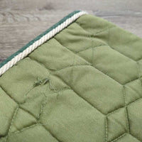 Quilt Jumper Pad, piping *gc/fair, v. faded, hair, torn edges & bottom, rubs, unstitched, dingy, mnr stains, threads
