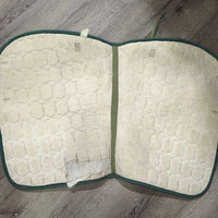 Quilt Jumper Pad, piping *gc/fair, v. faded, hair, torn edges & bottom, rubs, unstitched, dingy, mnr stains, threads
