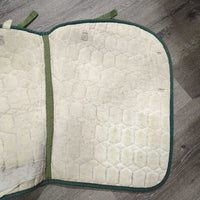 Quilt Jumper Pad, piping *gc/fair, v. faded, hair, torn edges & bottom, rubs, unstitched, dingy, mnr stains, threads

